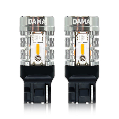 DAMA 7440 High Power LED Bulbs White 6000K / Amber 2600K | CANbus Error-Free | Pack of 2