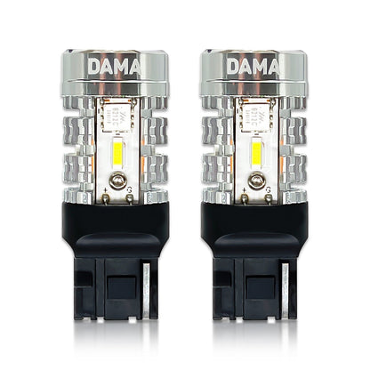 DAMA 7440 High Power LED Bulbs White 6000K / Amber 2600K | CANbus Error-Free | Pack of 2
