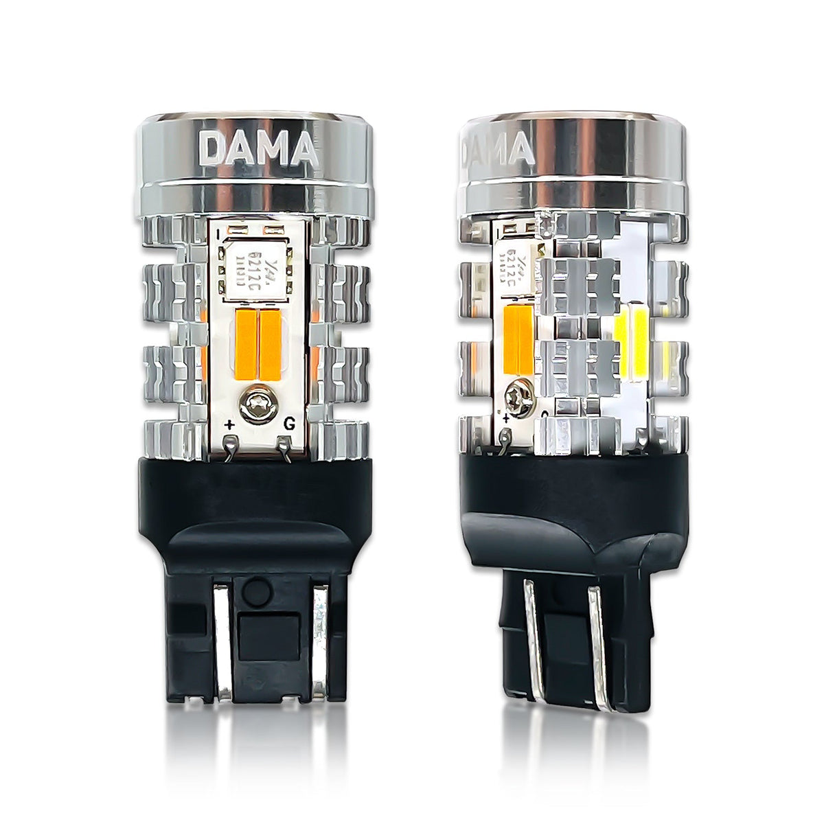 DAMA 7443 High Power Switchback LED Bulbs | 6000K White & 2600K Amber | CANbus Error-Free SET