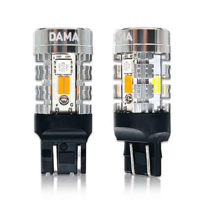DAMA 7443 High Power Switchback LED Bulbs | 6000K White & 2600K Amber | CANbus Error-Free SET
