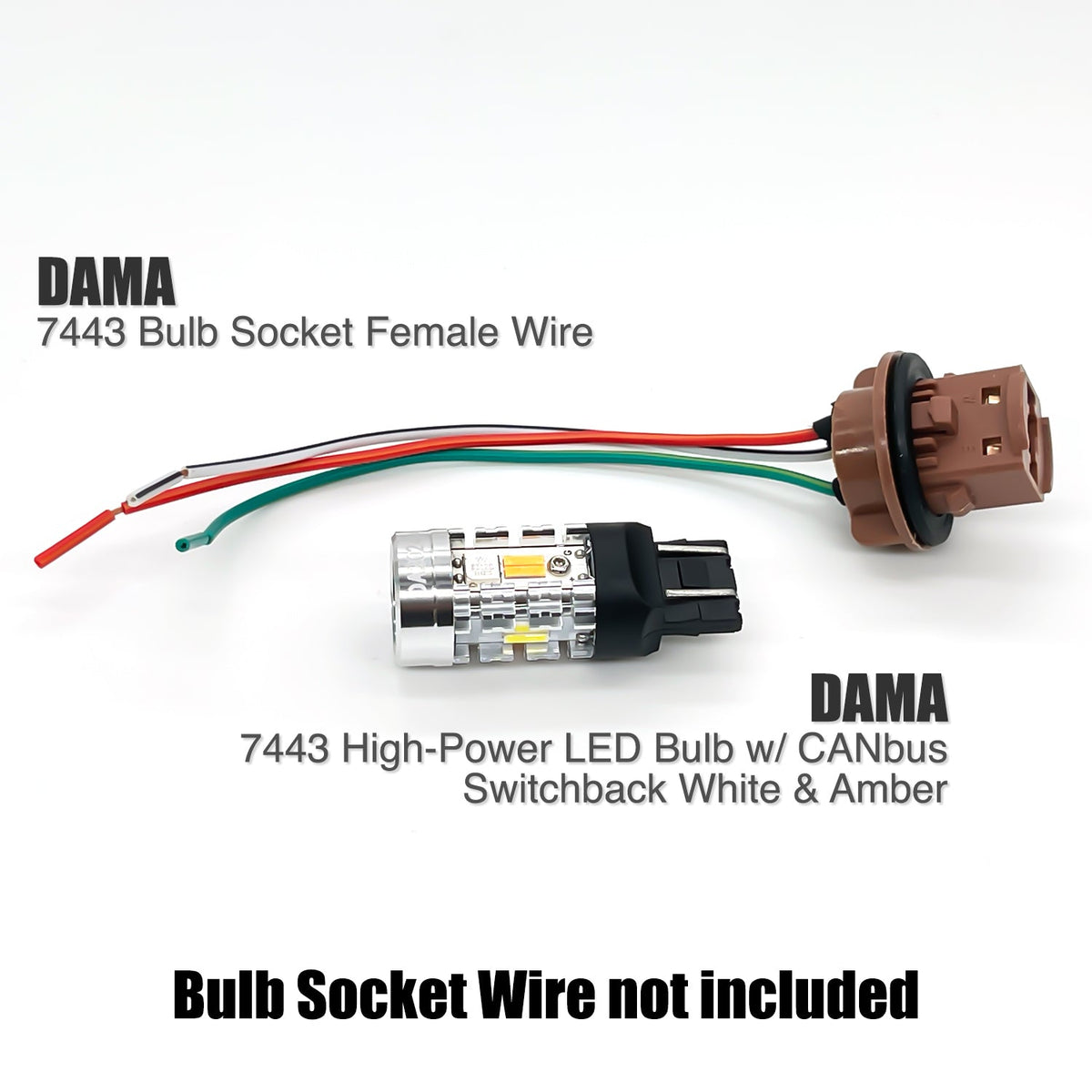 DAMA 7443 High Power Switchback LED Bulbs | 6000K White & 2600K Amber | CANbus Error-Free SET