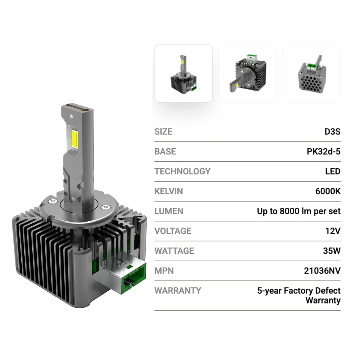 DAMA D3S NEO VISION LED Headlight Bulbs 35W 6000K | Pack of 2