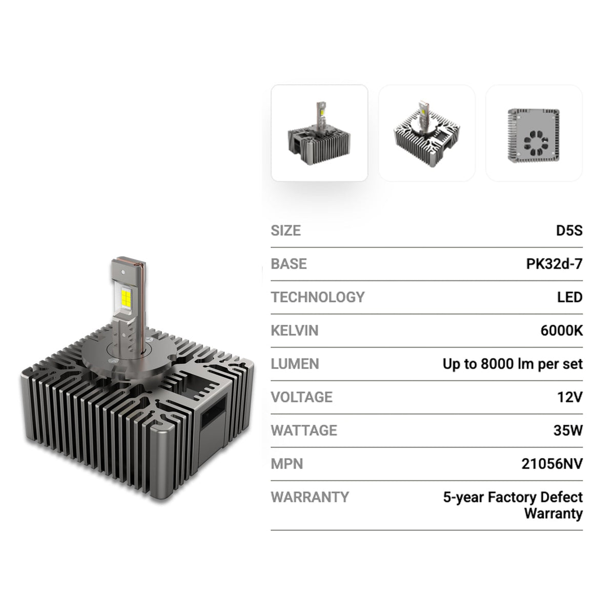 DAMA D5S NEO VISION LED Headlight Bulbs 35W 6000K | Pack of 2