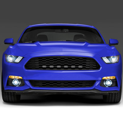 2015-2017 Ford Mustang Front Grille LED Driving Lights - 6PC (Chrome Housing/Clear Lens)