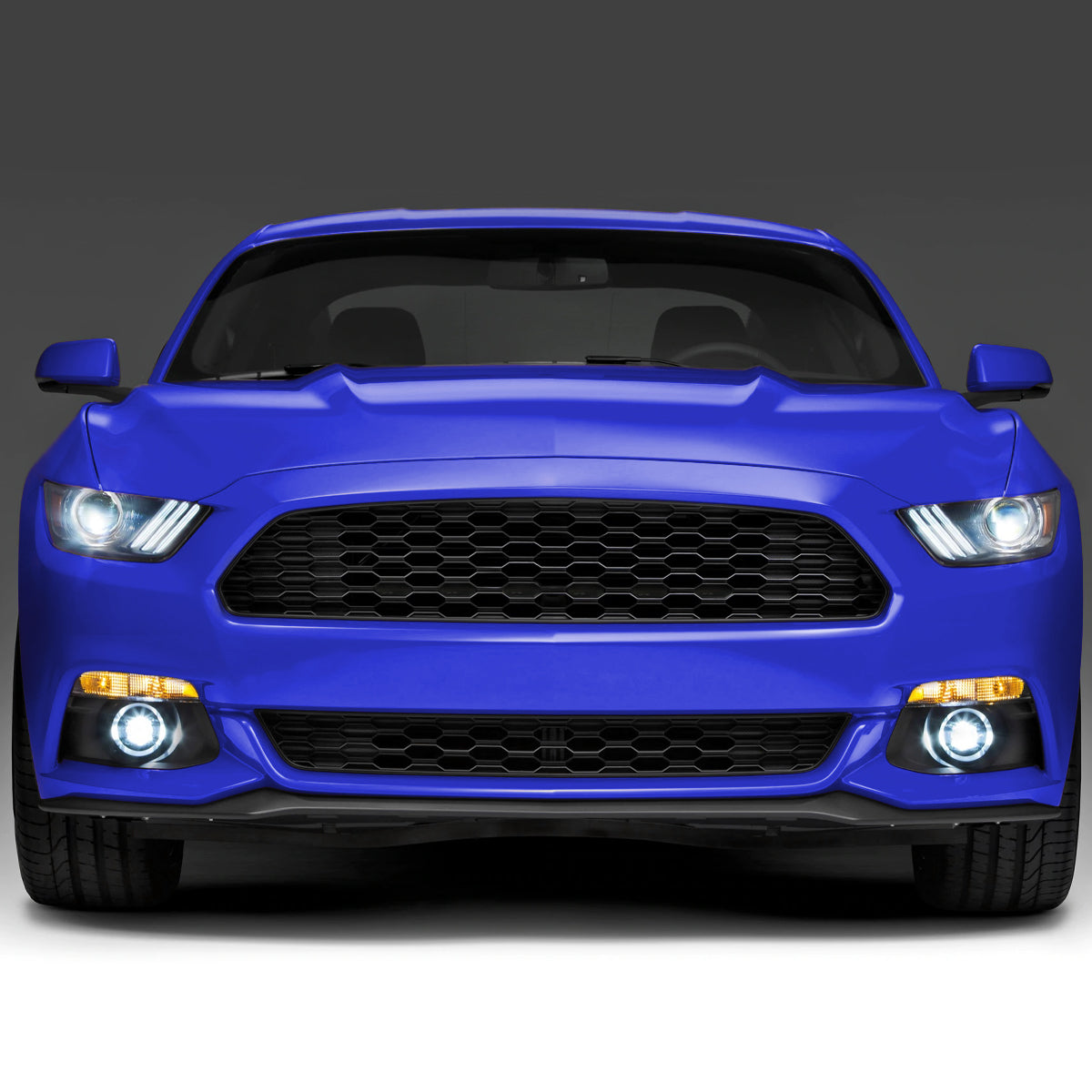 2015-2017 Ford Mustang Front Grille LED Driving Lights - 6PC (Black Housing/Smoked Lens)