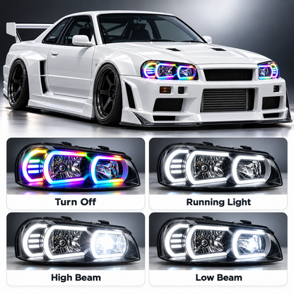 RGB LED Headlights for Nissan Skyline R34 GTR GTT