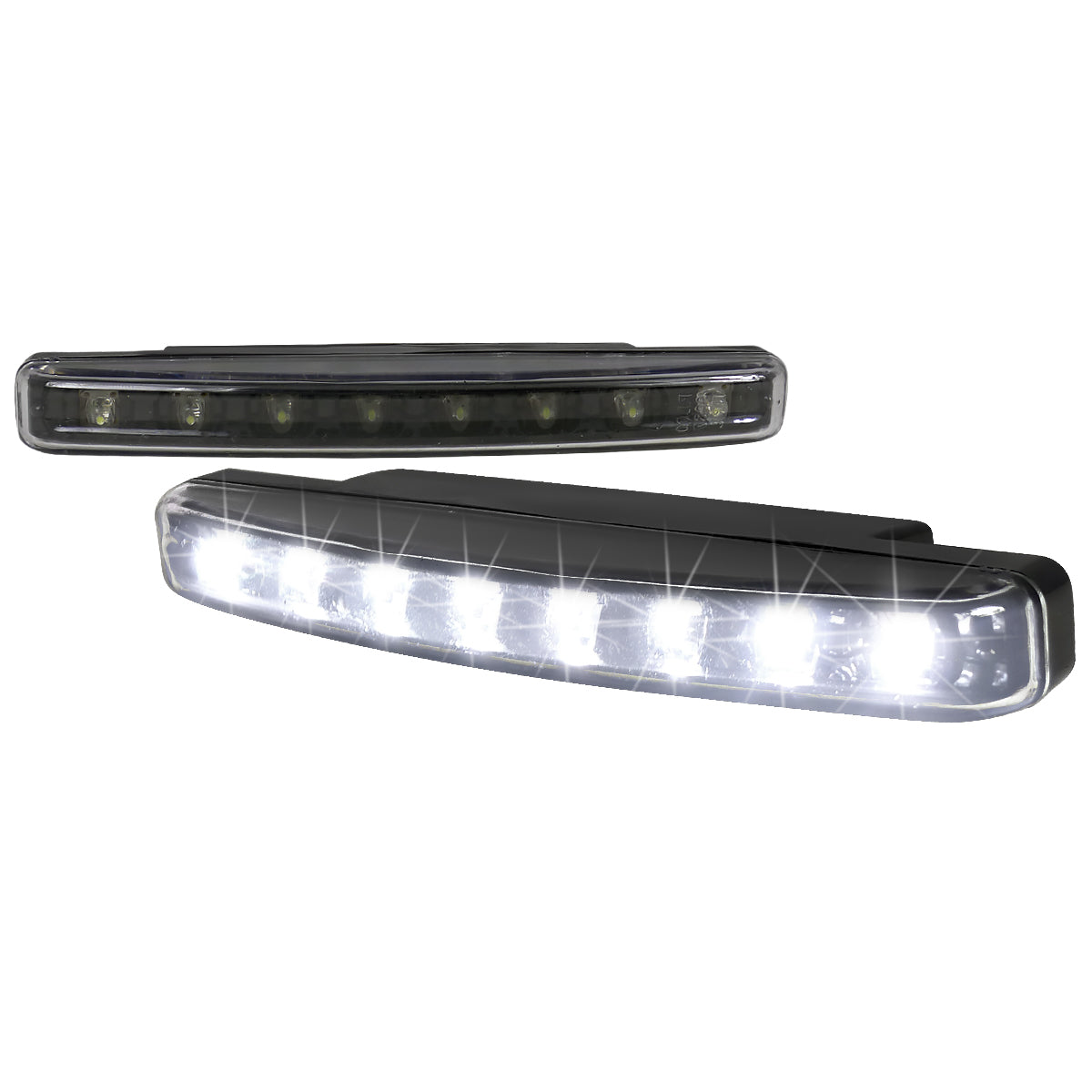 Universal 4W 8 LED 6000K Daytime Running Lights (Matte Black Housing/Clear Lens)