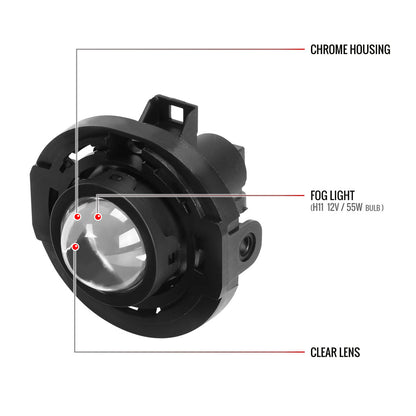 2011-2019 Chrysler 200/300 Dodge Challenger Jeep Grand Cherokee H11 Fog Lights (Chrome Housing/Clear Lens)