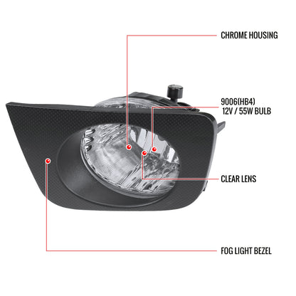 2006-2009 Toyota 4Runner 9006 HB4 Fog Lights Kit w/ Switch & Wiring Harness (Chrome Housing/Clear Lens)