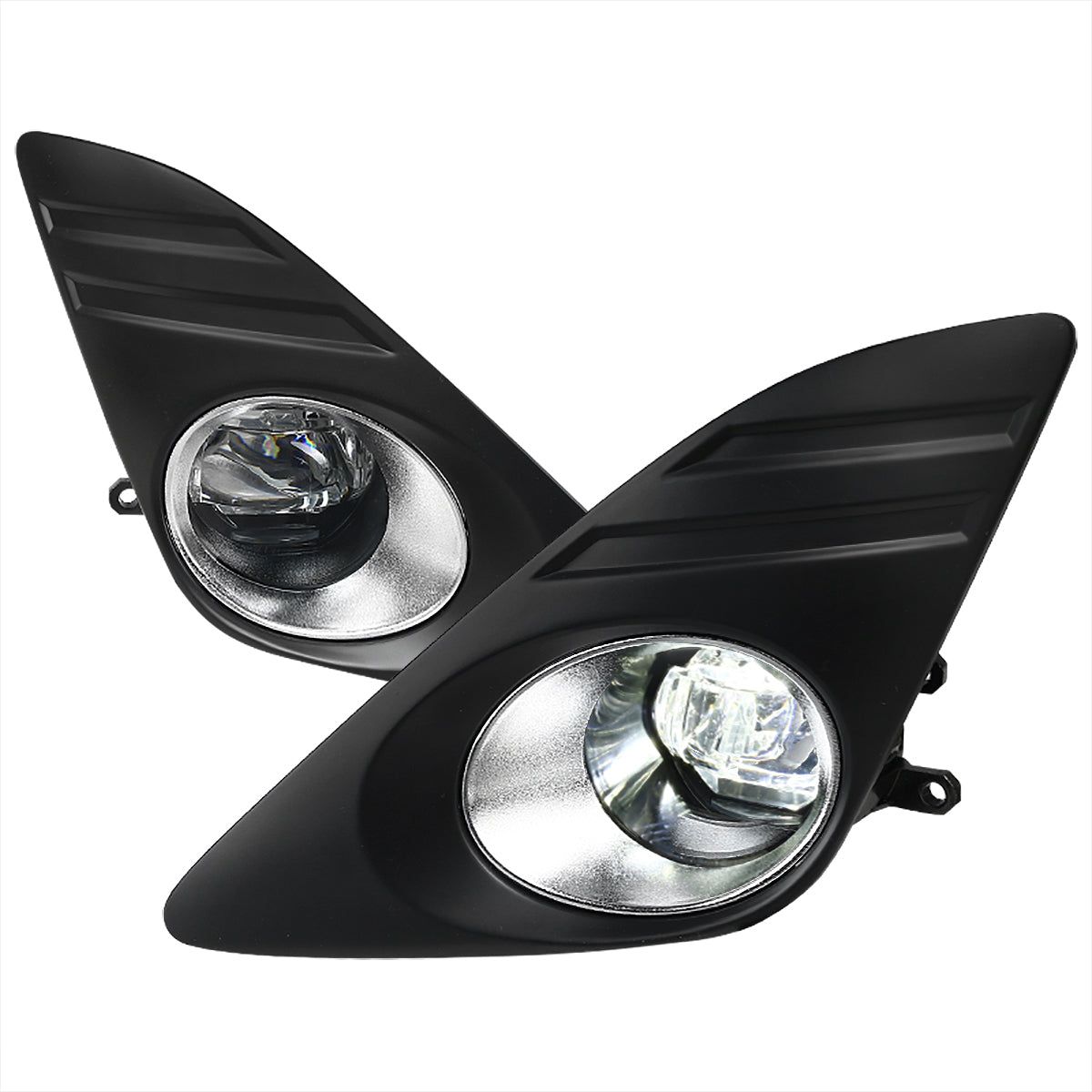 2012-2014 Toyota Camry SMD LED Projector Fog Lights w/ Switch, Wiring Harness, & Black Bezels (Chrome Housing/Clear Lens)