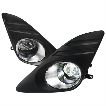 2012-2014 Toyota Camry SMD LED Projector Fog Lights w/ Switch, Wiring Harness, & Black Bezels (Chrome Housing/Clear Lens)
