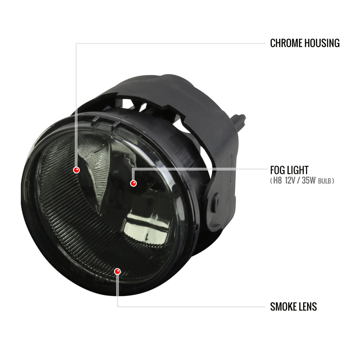 2005-2009 Dodge Caravan/Charger Chrysler Pacifica H8 Fog Lights Kit (Chrome Housing/Smoked Lens)
