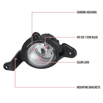 2018-2019 Toyota C-HR 12V/55W H11 Fog Lights Kit (Chrome Housing/Clear Lens)