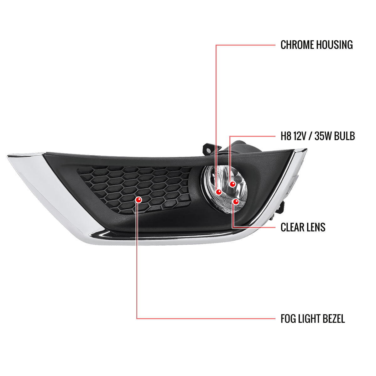 2017-2020 Jeep Compass H8 Fog Lights Kit (Chrome Housing/Clear Lens)