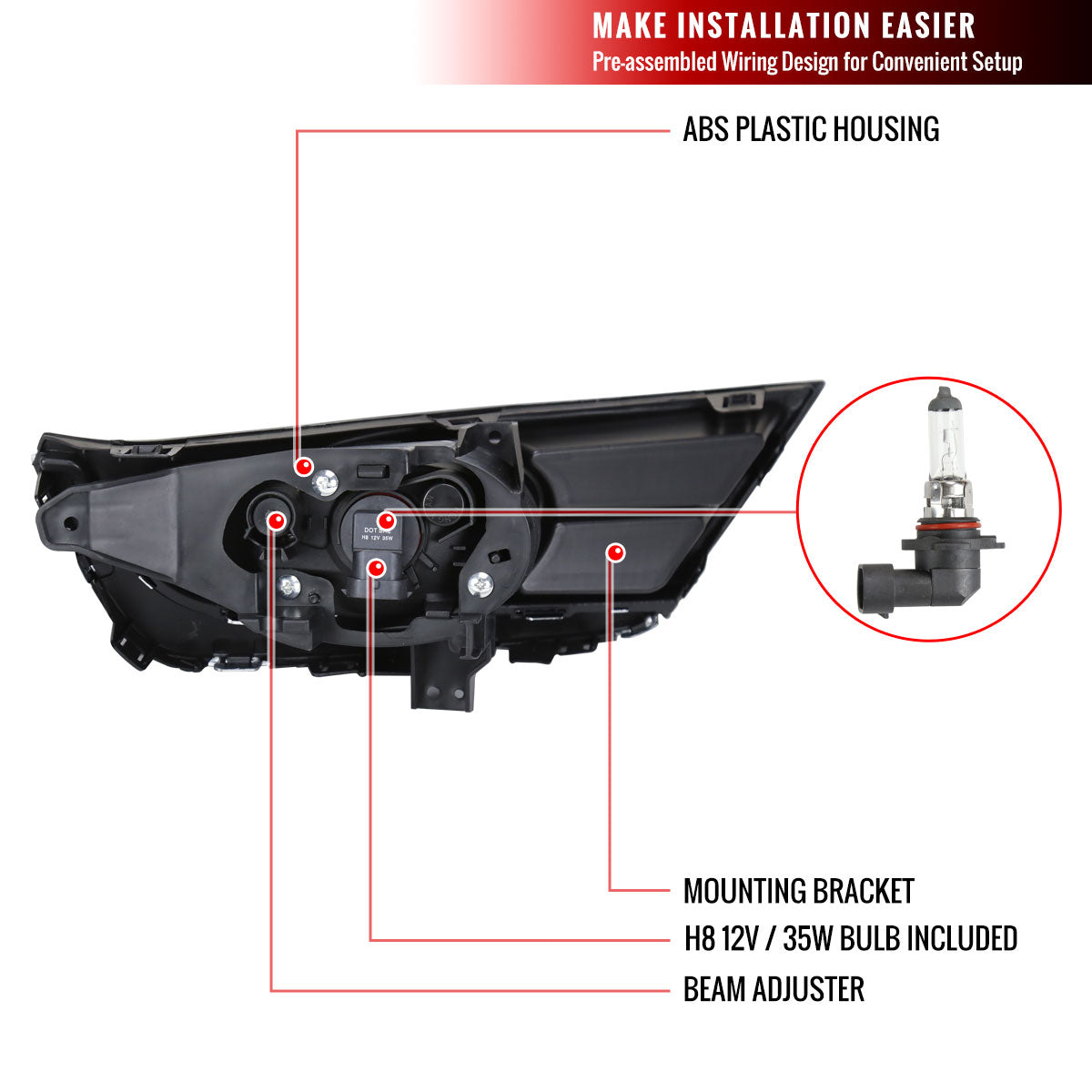 2017-2018 Honda CR-V H8 Fog Lights w/ Switch & Wiring Harness (Chrome Housing/Clear Lens)