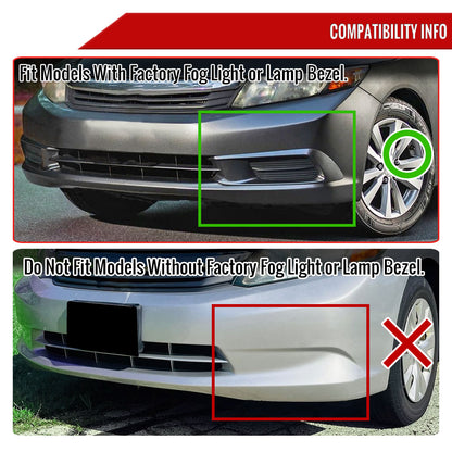 2012 Honda Civic Sedan H11 Fog Lights Kit (Chrome Housing/Clear Lens)