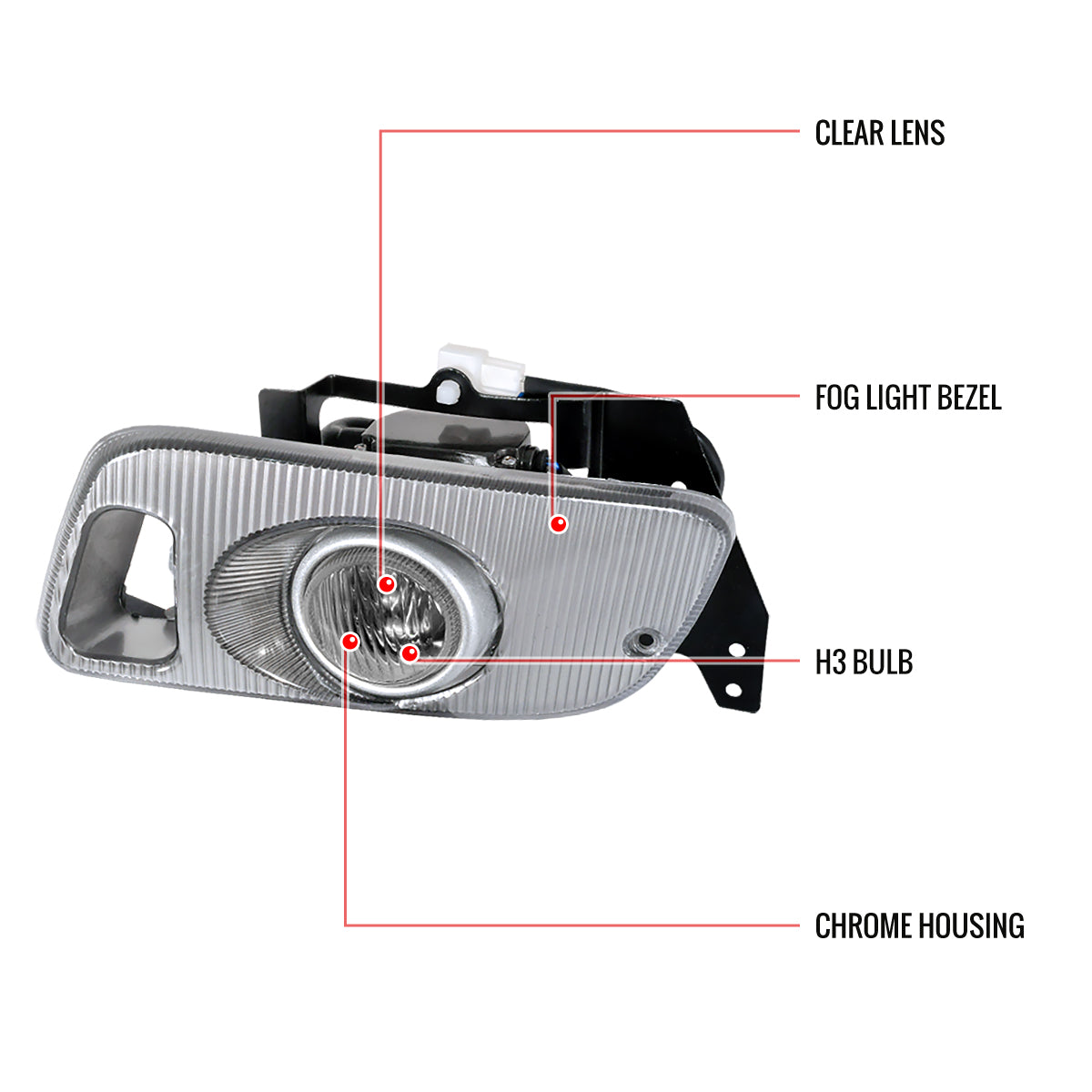 1992-1995 Honda Civic Coupe/Hatchback H3 Fog Lights Kit (Chrome Housing/Clear Lens)