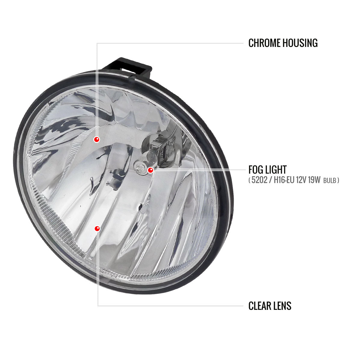 2007-2014 GMC Yukon/Yukon XL Chevrolet Suburban/Tahoe H16 Fog Lights Kit (Chrome Housing/Clear Lens)
