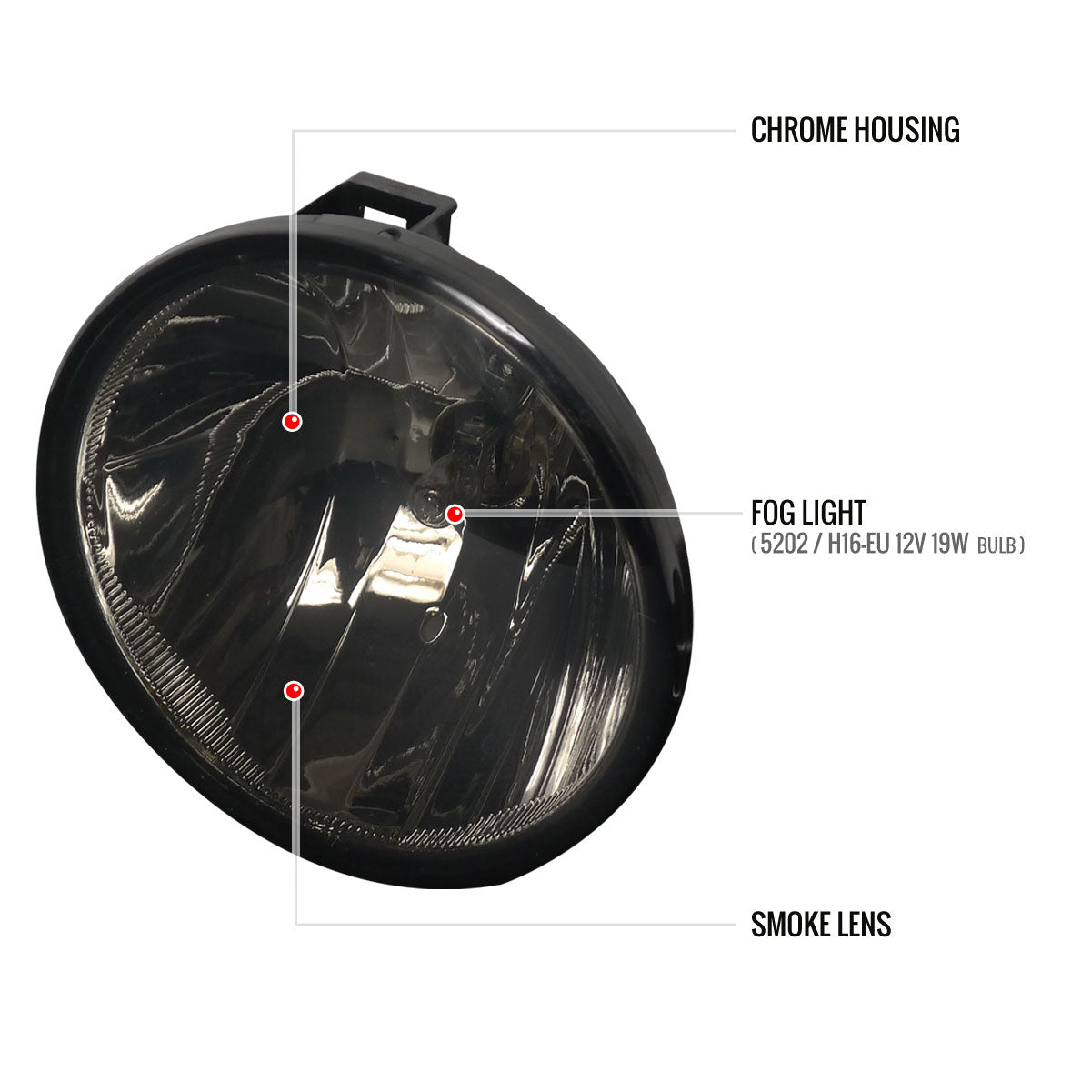 2007-2014 GMC Yukon/Yukon XL Chevrolet Suburban/Tahoe H16 Fog Lights Kit (Chrome Housing/Smoked Lens)