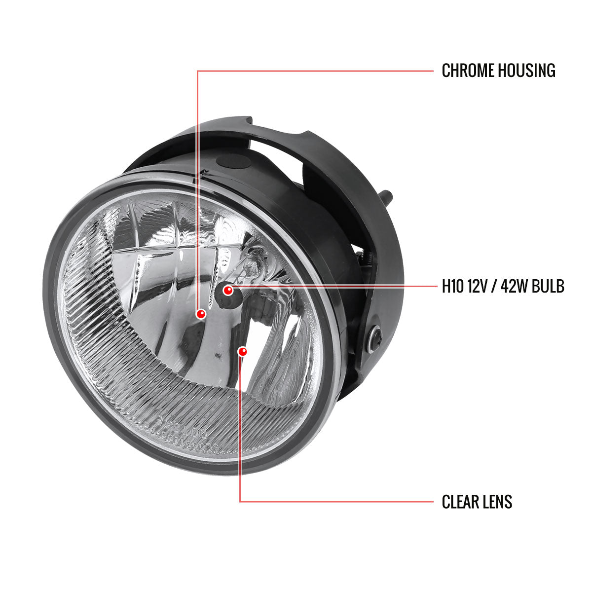 2007-2014 Ford Expedition/Ranger H10 Fog Lights Kit w/ Switch & Wiring Harness (Chrome Housing/Clear Lens)