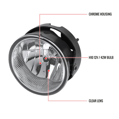 2007-2014 Ford Expedition/Ranger H10 Fog Lights Kit w/ Switch & Wiring Harness (Chrome Housing/Clear Lens)