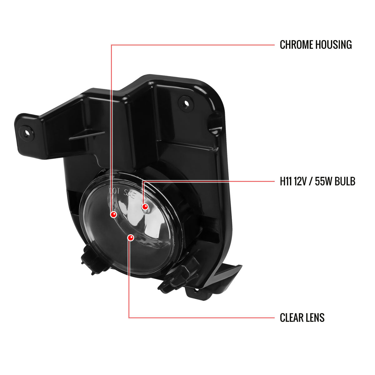 2011-2015 Ford Explorer H11 Fog Lights Kit w/ Switch & Wiring Harness (Chrome Housing/Clear Lens)