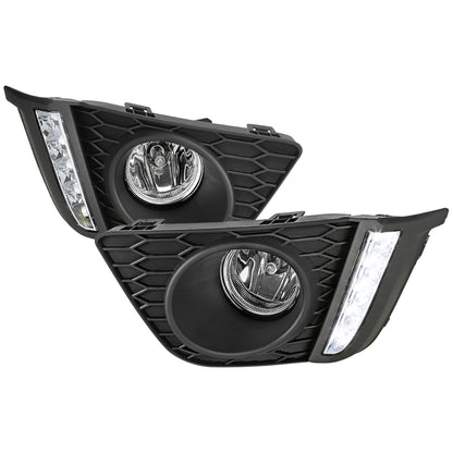 2015-2017 Honda Fit 12V/55W H11 Fog Lights w/ LED Light Strip (Chrome Housing/Clear Lens)