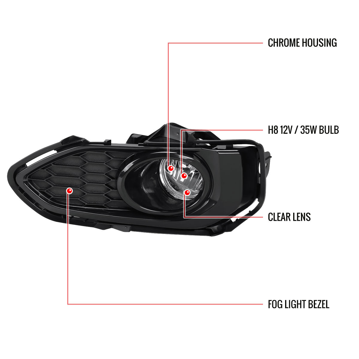 2018-2020 Honda Fit H8 Fog Lights Kit (Chrome Housing/Clear Lens)