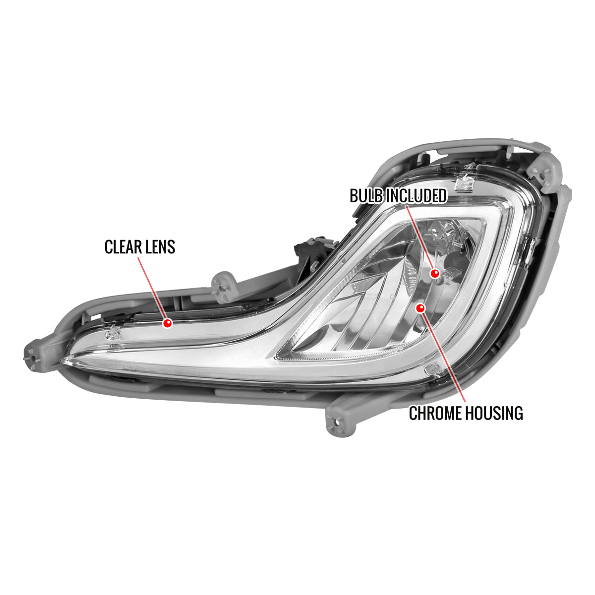 2012-2017 Hyundai Accent 12V/27W 881 Fog Lights Kit (Chrome Housing/Clear Lens)