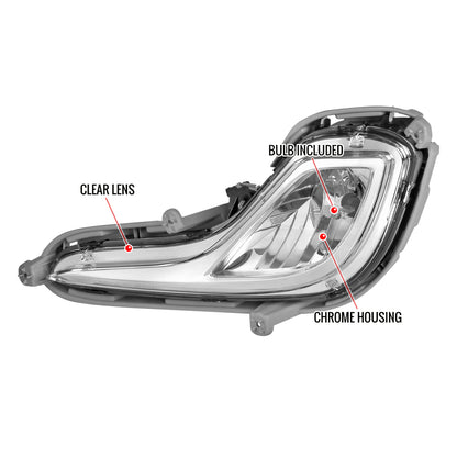 2012-2017 Hyundai Accent 12V/27W 881 Fog Lights Kit (Chrome Housing/Clear Lens)