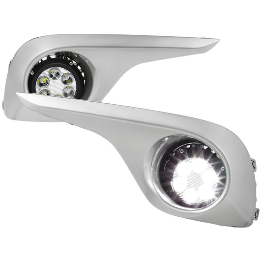 2011-2013 Toyota Highlander 6-LED Fog Lights Kit (Chrome Housing/Clear Lens)