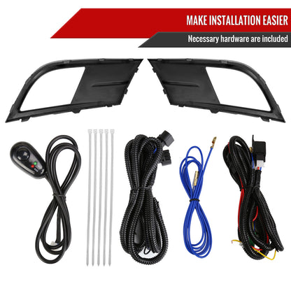 2015-2018 Volkswagen Jetta H8 Fog Lights Kit w/ Switch & Wiring Harness (Chrome Housing/Clear Lens)