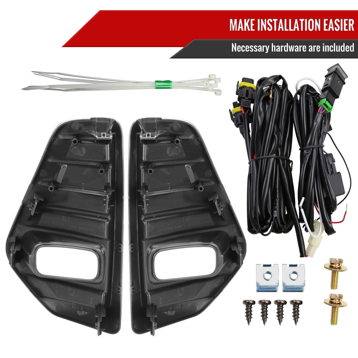 2021-2022 Nissan Kicks LED Fog Lights Kit (Glossy Black Housing/Clear Lens)