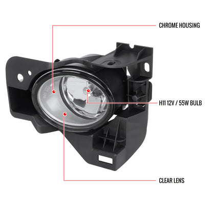 2009-2014 Nissan Maxima H11 Fog Lights Kit w/ Switch & Wiring Harness (Chrome Housing/Clear Lens)