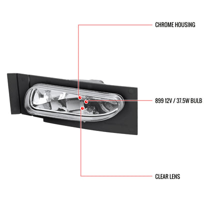 1994-1998 Ford Mustang V6 899 Fog Lights Kit (Chrome Housing/Clear Lens)