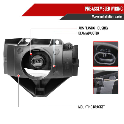 1999-2004 Ford Mustang 899 Fog Lights Kit w/ Switch & Wiring Harness (Chrome Housing/Clear Lens)