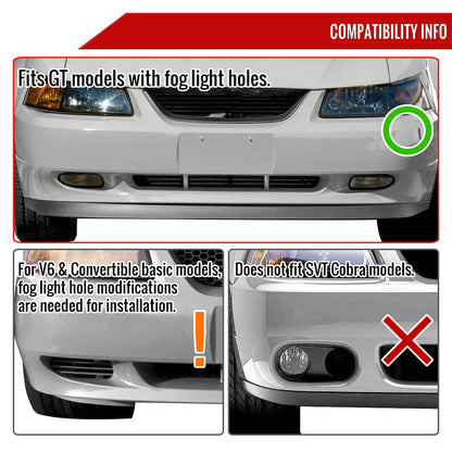 1999-2004 Ford Mustang 899 Fog Lights Kit w/ Switch & Wiring Harness (Chrome Housing/Clear Lens)