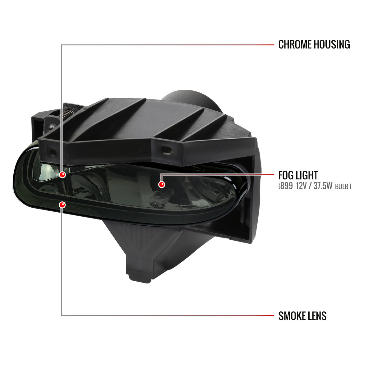 1999-2004 Ford Mustang 899 Fog Lights Kit w/ Switch & Wiring Harness (Chrome Housing/Smoked Lens)