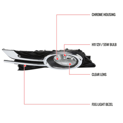 2014-2017 Honda Odyssey H11 Fog Lights Kit (Chrome Housing/Clear Lens)