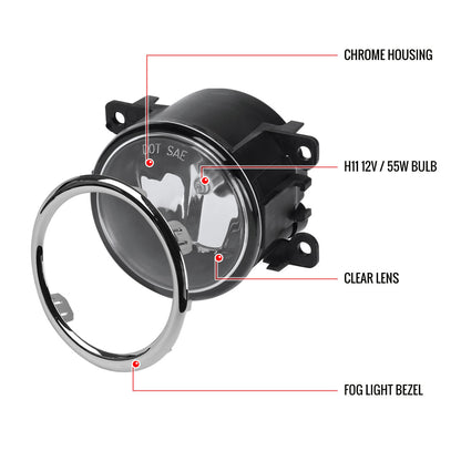 2012-2015 Honda Pilot H11 Fog Lights Kit (Chrome Housing/Clear Lens)
