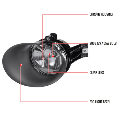 2002-2009 Dodge RAM 1500/2500/3500 9006 Fog Lights (Chrome Housing/Clear Lens)