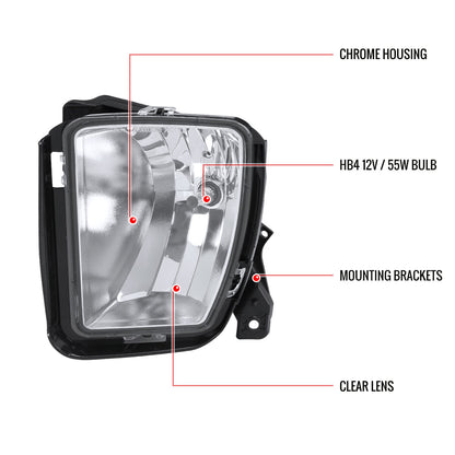 2013-2018 Dodge RAM 1500 9006 Fog Lights Kit (Chrome Housing/Clear Lens)