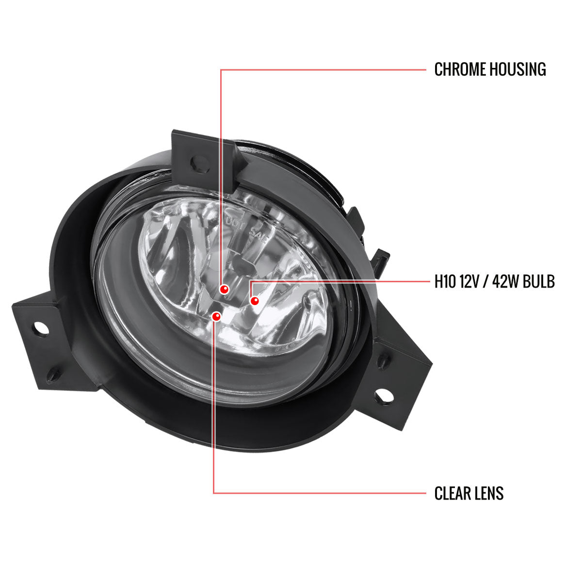 2001-2003 Ford Ranger H10 Fog Lights (Chrome Housing/Clear Lens)