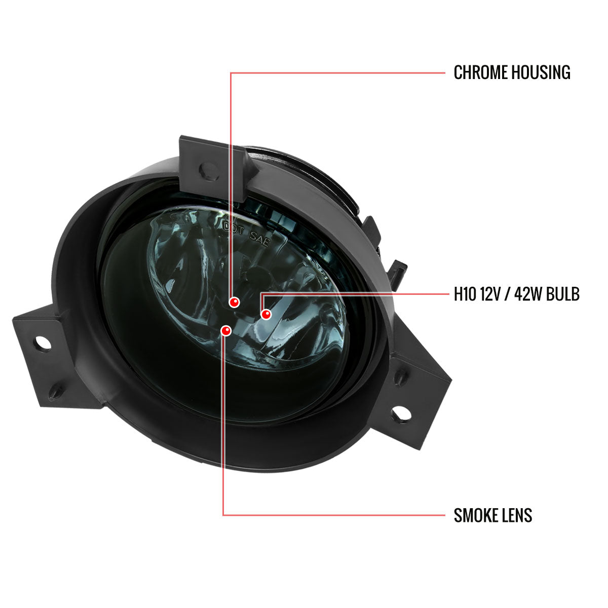 2001-2003 Ford Ranger H10 Fog Lights (Chrome Housing/Smoked Lens)