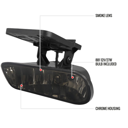1999-2006 GMC Sierra/Yukon/Yukon XL 12V/27W 881 Fog Lights w/ Mounting Brackets (Chrome Housing/Smoked Lens)