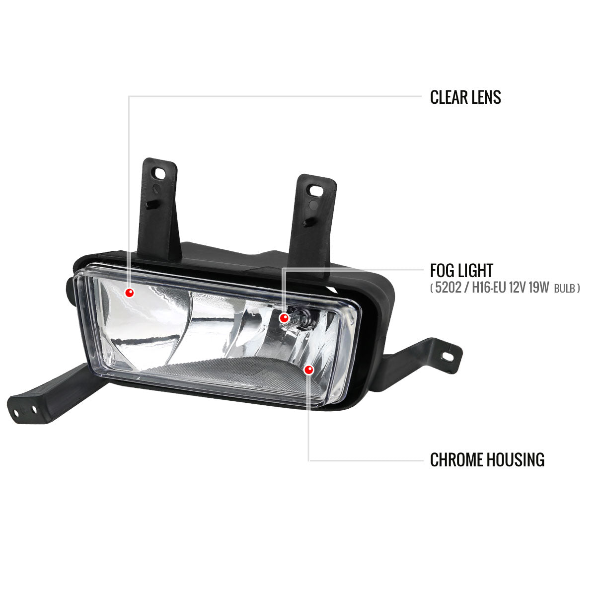2015-2020 Chevrolet Tahoe/Suburban GMC Yukon/Yukon XL H8 Fog Lights Kit (Chrome Housing/Clear Lens)
