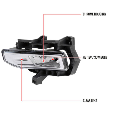 2017-2019 Nissan Versa Note Hatchback H8 Fog Lights Kit (Chrome Housing/Clear Lens)
