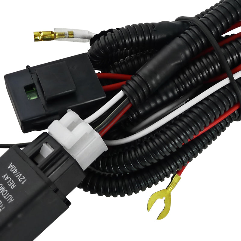 Universal 16 Gauge Off Road LED Work Lights Wiring Harness Kit w/ Dual Relay, Fuse, & On/Off Switch
