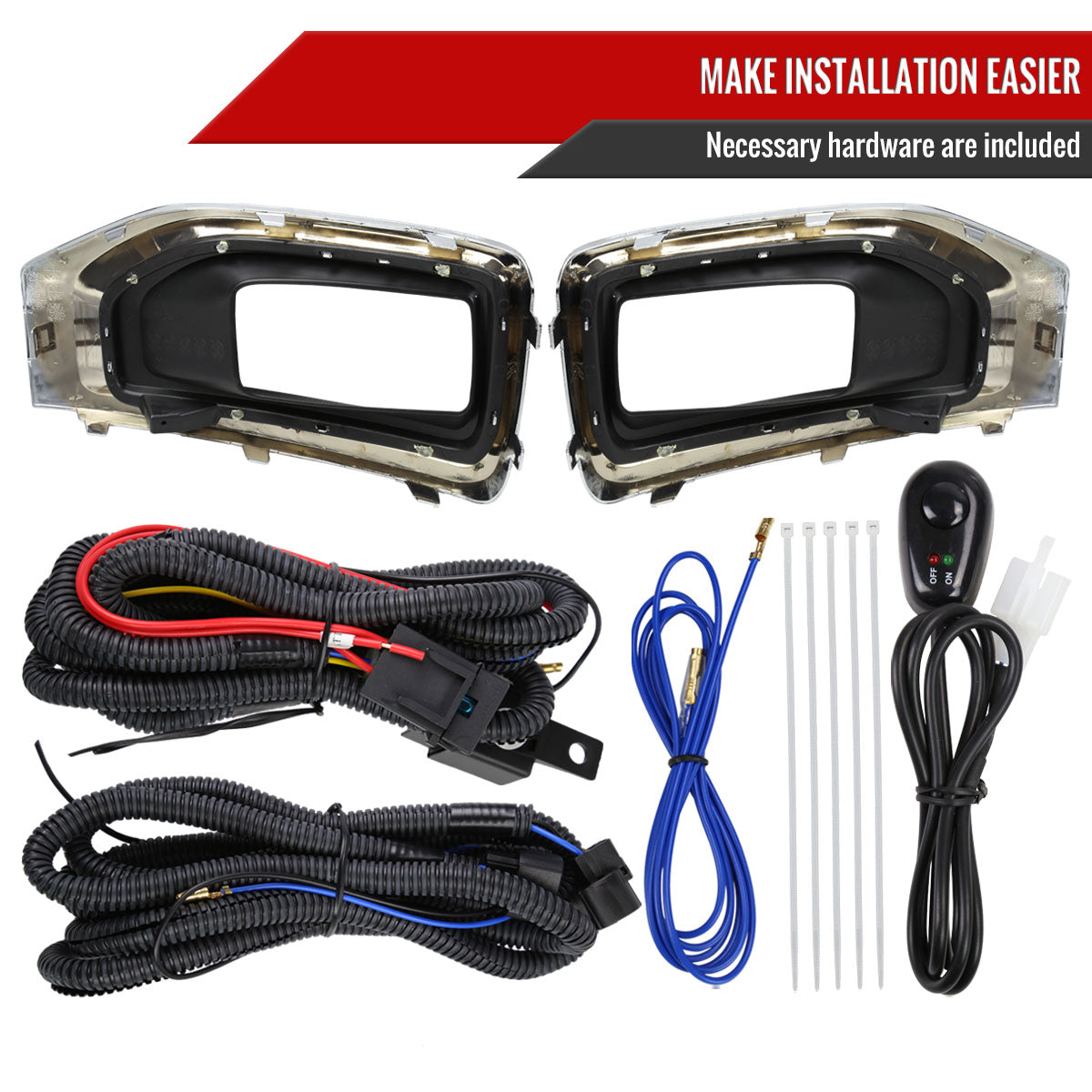 2015-2018 GMC Yukon/Yukon XL Bumper Fog Lights Kit (Chrome Housing/Clear Lens)