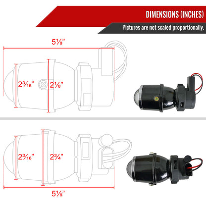 Universal 12V/55W H3 Projector Fog Lights Kit w/ Mounting Brackets (Black Metal Housing/Glass Lens)